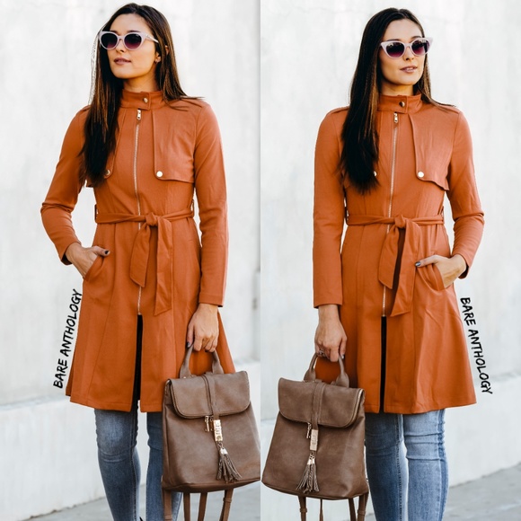 Jackets & Blazers - Rust Military Trench Coat